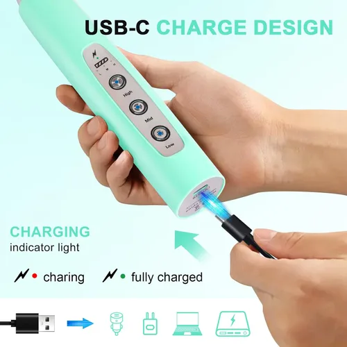 Miniatura 4 de YUSWKO Baby Blue - Varita espumadora de leche de mano para café, batidor eléctrico recargable con 3 cabezales, 3 velocidades, mezclador de bebidas