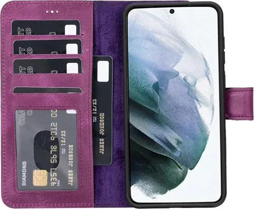 Miniatura 45 de HARDISTON Funda de piel compatible con Samsung Galaxy S22 Ultra – Funda magnética fuerte desmontable hecha a mano con tarjeteros y soporte, Negro
