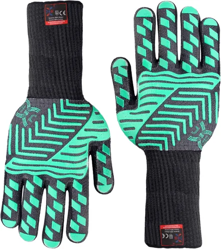 Miniatura 17 de J H Guante de horno resistente al calor: certificado EN407 932 °F, 2 capas de revestimiento de silicona, guantes de horno para cocinar, cocina