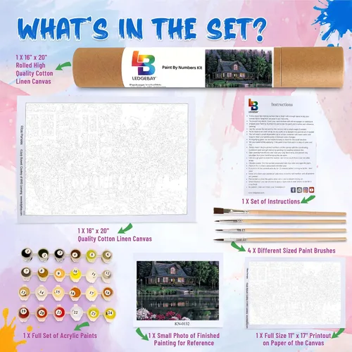 Ledgebay Kit de pintura por números para adultos: kit de pintura numérica de principiante a avanzado, divertidas artes y manualidades de bricolaje |