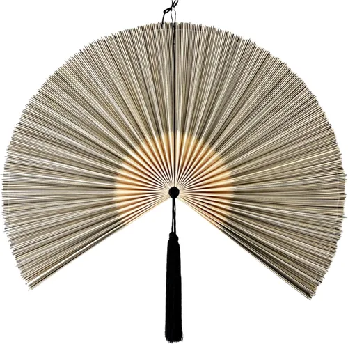 Miniatura 10 de ChumDecor Abanico de bambú para decoración de pared, decoración de abanicos de pared chinos japoneses, cabecero colgante bohemio, ventilador