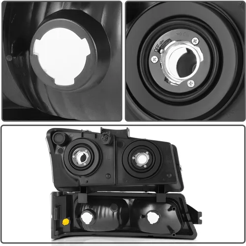 Miniatura 5 de Conjunto de faros delanteros y luces traseras compatible con 2003-2006 Chevy Silverado 1500 2500 3500, carcasa negra Silverado Classic 07, faro