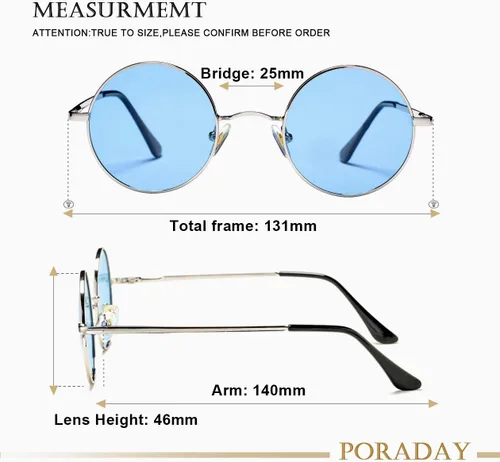 Miniatura 9 de PORADAY Circle Lennon - Gafas de sol polarizadas redondas retro, estilo hippie, gafas de sol de círculo pequeño