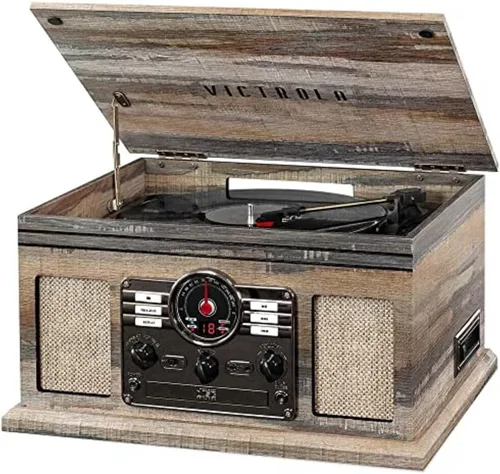 Miniatura 11 de Victrola The Quincy - Reproductor de discos Bluetooth 6 en 1 y centro multimedia con altavoces integrados, tocadiscos de 3 velocidades, reproductor