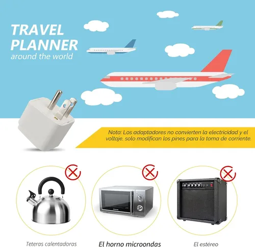 Miniatura 4 de Paquete de 4 adaptadores universales, adaptadores de viaje de enchufe de Europa a EE. UU. (blanco)