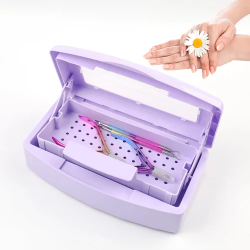 Miniatura 8 de Caja esterilizadora de herramientas de uñas, bandeja de esterilización de plástico, caja de esterilización de plástico organizador de almacenamiento