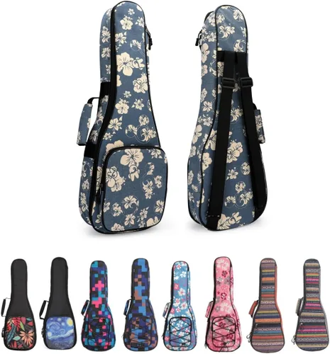 Miniatura 15 de MUINS Estuche para ukelele, 21 23 26 30. Estuche duradero y colorido para ukelele con acolchado más grueso para soprano, concierto, tenor con dobles