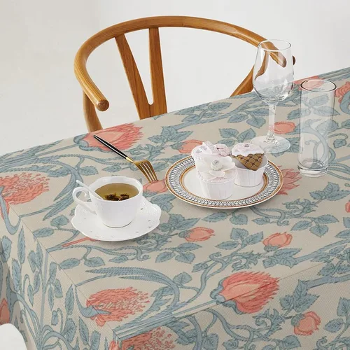 Miniatura 206 de Mantel Floral Retro de Pájaros, Diseño Original Bohemio William Morris Estampado Cubierta de Mesa para Hogar Picnic Fiesta Comedor Cocina William