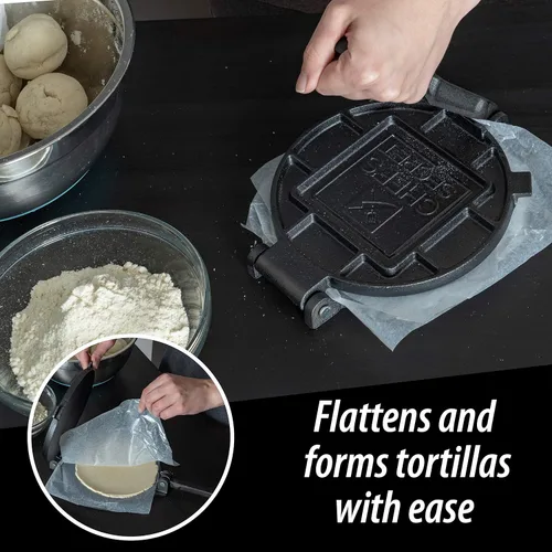 Miniatura 3 de Chef's Secret Prensa de hierro fundido de tortilla de 8 pulgadas, hace rápidamente y fácilmente deliciosas tortillas para cualquier receta