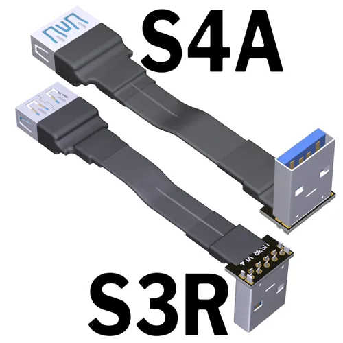 Miniatura 2 de USB 3.0 tipo A macho a USB A hembra extensión cable de cinta plegable 90 FPV delgado plano suave flexible FPC (3.9 in, S3R-S4A)