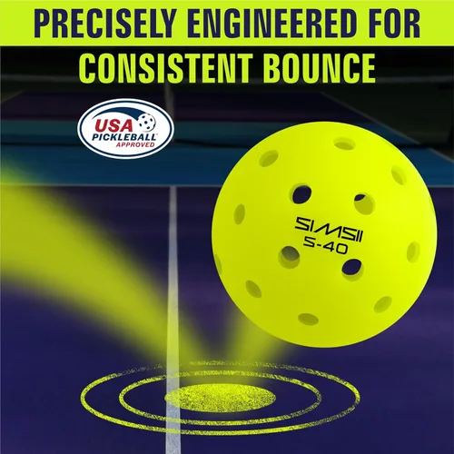 Miniatura 5 de S-40 - Pelotas de pickleball para exteriores, 40 agujeros, aprobadas por la USAPA, material de polietileno duradero, construcción sin costuras