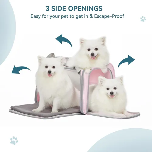 Miniatura 3 de PETSFIT Transportador de gatos grandes, transportador para perros pequeños de menos de 25 libras, transportador suave para mascotas, jaula para Rosa
