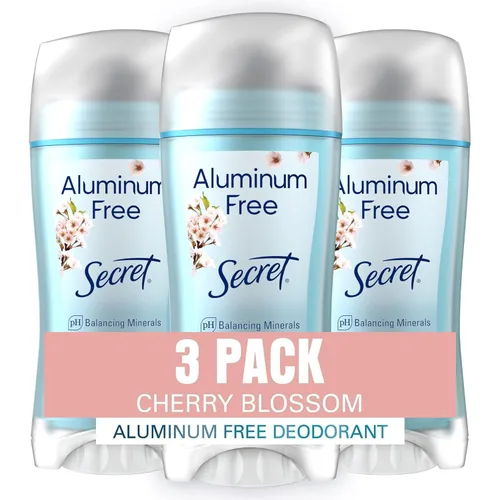 Desodorante Secret sin aluminio para mujeres, protección contra el olor de 48 horas, sin parabenos, colorantes, talco y bicarbonato de sodio,