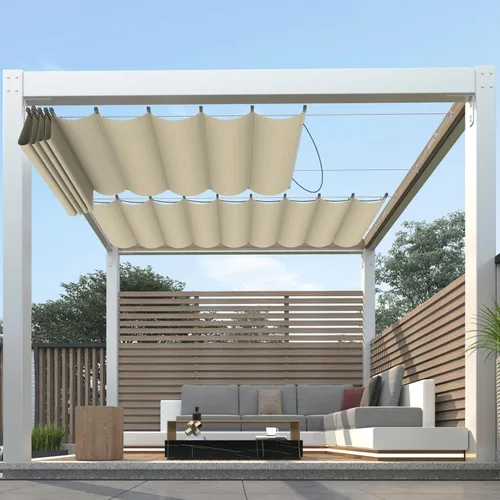 7'×12' Toldo de pérgola retráctil para reemplazo de dosel de pérgola, toldo deslizante con hardware de cable para toldo de patio, pórtico, garaje,