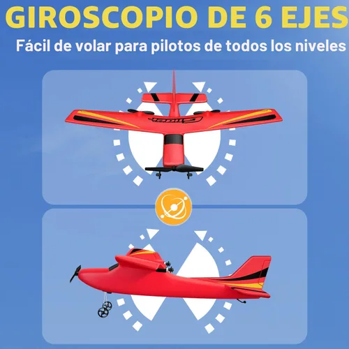 Miniatura 4 de HAWK'S WORK Avión RC de 2 canales, avión RC listo para volar, avión de control remoto de 2.4 GHz, planeador RC fácil de volar para niños y Rojo