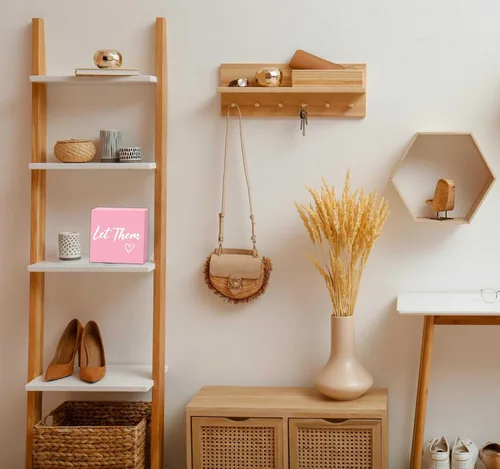 Miniatura 5 de Letrero de caja de madera Let Them de 5 x 5 pulgadas, letrero de escritorio estilo granja Boss Lady decoración de cubículo de oficina, accesorios
