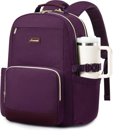 Miniatura 47 de LOVEVOOK Mochila para laptop para mujer con bolsillo para taza de gran capacidad, bolsa de computadora portátil de 15.6 pulgadas, mochila de viaje