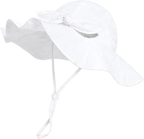 Miniatura 54 de Sombrero de sol para bebé niña con UPF 50+ sombrero de playa ajustable para exteriores con ala ancha