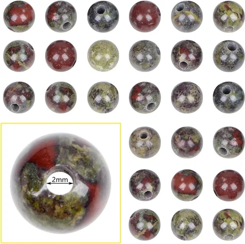 Miniatura 8 de Bymitel Cuentas de piedra natural original de 0.315 pulgadas (0.315 pulgadas), cuentas sueltas redondas y sueltas, 45 cuentas sueltas para hacer