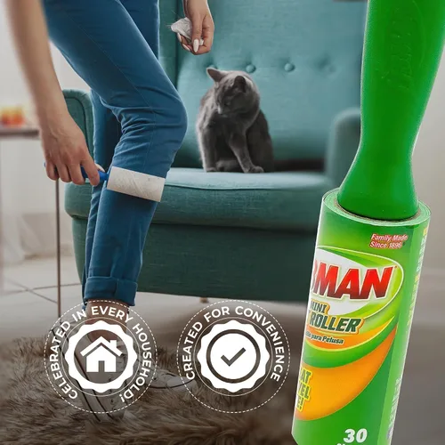 Miniatura 7 de Libman Juego de mini rodillos de pelusa con cepillo removedor de pelusa reutilizable, herramienta de eliminación de pelusa pegajosa de viaje