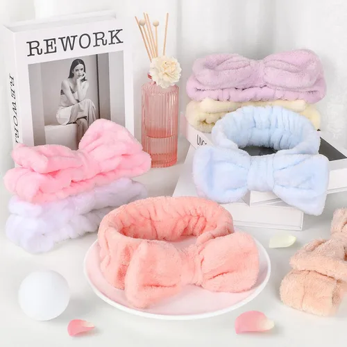 Miniatura 5 de UMIKU Paquete de 8 diademas faciales para mujeres - Suaves en polar de coral, cosméticas y para el cuidado de la piel, envolturas para el cabello