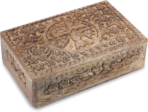Miniatura 11 de Ajuny Caja Joyero de Madera para Recuerdos de 8 x 5 pulgadas – Cofre Decorativo Hecho a Mano para Hombres y Mujeres, Caja de Almacenamiento