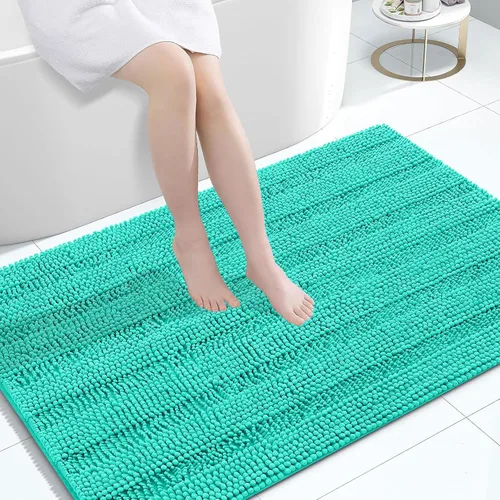 Miniatura 57 de Grandaily Alfombras de baño de felpilla a rayas de 24 x 16 pulgadas, extra gruesas y suaves, absorbentes, parte trasera de goma, alfombra de ducha
