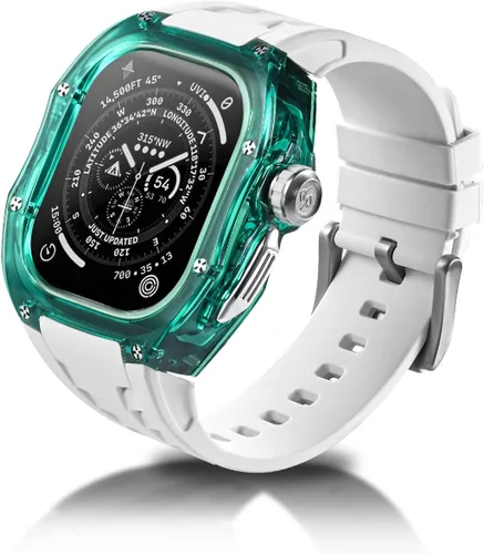 Miniatura 7 de Funda y correa resistentes de diseño translúcido compatible con Apple Watch Ultra 3/2/1 de 1.732 pulgadas, lujosa, transparente, militar, protector