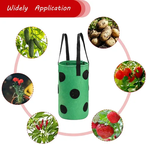 Miniatura 2 de Macetero de tomate al revés de 3 galones, maceta colgante de fresa, bolsas de cultivo de tela de aireación duradera para verduras