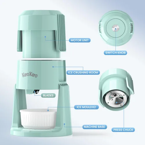 Miniatura 11 de Máquina de hielo afeitado profesional: RX03 Máquina eléctrica de cono de nieve y máquina ICEE para el hogar, 60 W de potencia, voltaje universal
