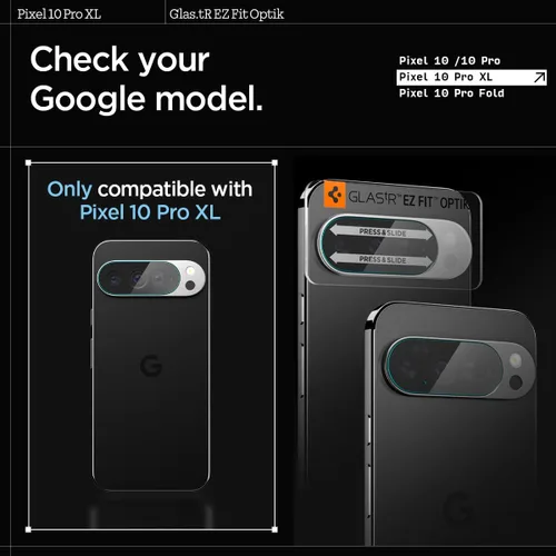 Miniatura 2 de Spigen Protector de pantalla y lente de cámara [Glas.tR EZ Fit Optik] diseñado para Pixel 10 Pro XL [compatible con carcasas] - 2