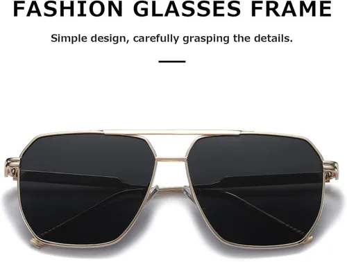 Miniatura 5 de kimorn Gafas de sol polarizadas para mujer y hombre, retro, de gran tamaño, cuadradas, vintage, modernas, clásicas, grandes, de metal, gafas de sol