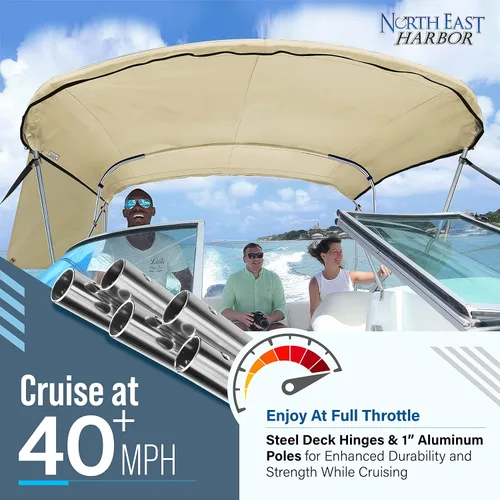 Miniatura 4 de KNOX Bimini tops universales de 3 arcos para paredes laterales, postes de soporte, lona marina 900D a prueba de decoloración, funda de Arena