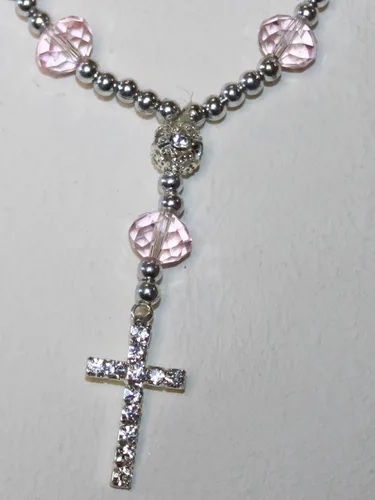 Miniatura 2 de Pulsera italiana de cristal tallado con diamantes de imitación y cruz tachonada