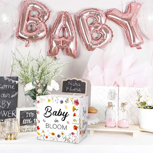 Miniatura 3 de Fowecelt Baby in Bloom - Caja de tarjetas de fiesta, decoración de baby shower, recuerdos de fiesta, decoraciones de baby shower para niña, caja