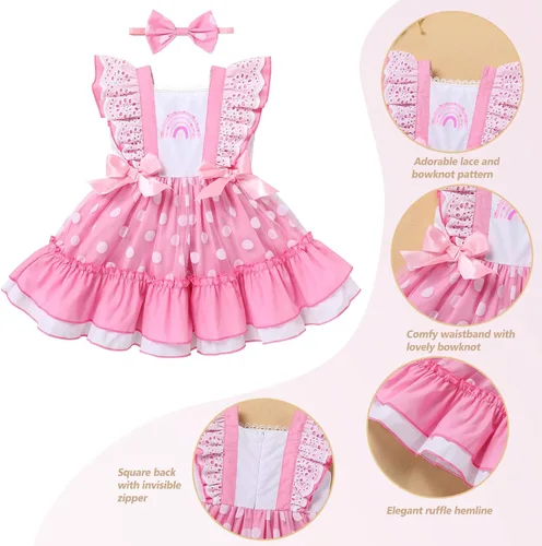 Miniatura 3 de Vestido de lunares para niña, ocasiones especiales, retro, de los años 50, vintage, clásico, con vuelo, vestido de fiesta de té rockabilly