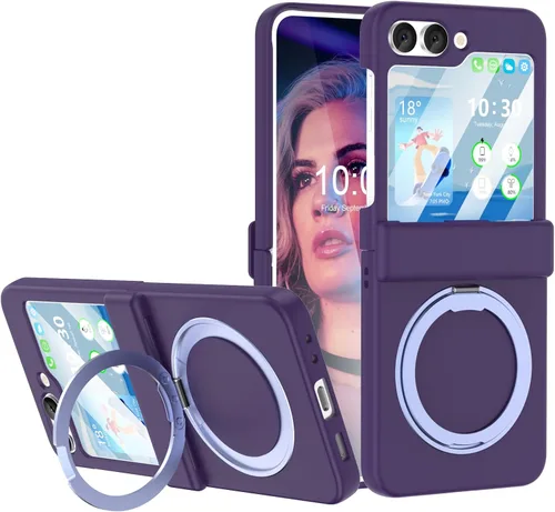 Miniatura 12 de Funda magnética diseñada para Galaxy Z Flip 5 con protección de bisagra y soporte [compatible con MagSafe] para Samsung Flip 5 Slim Funda protectora