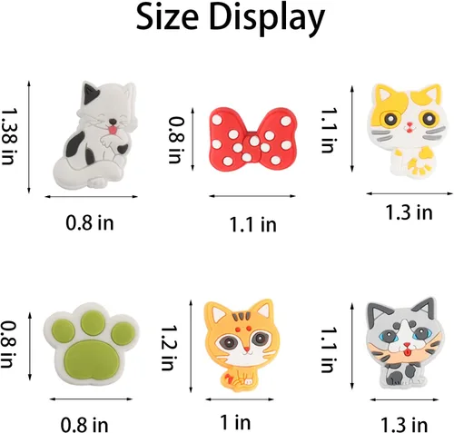 Miniatura 7 de Dijes de decoración de zapatos de gatos, 20 piezas de lindos dijes de animales y gatos para zapatos de mascotas, paquete para sandalias de pulsera