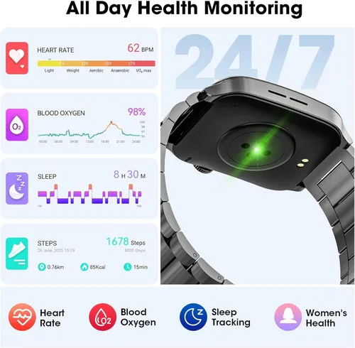 Miniatura 5 de Curve - Reloj inteligente militar para hombre (respuesta/hacer llamadas), reloj inteligente AMOLED de 1.93 pulgadas con monitor de frecuencia
