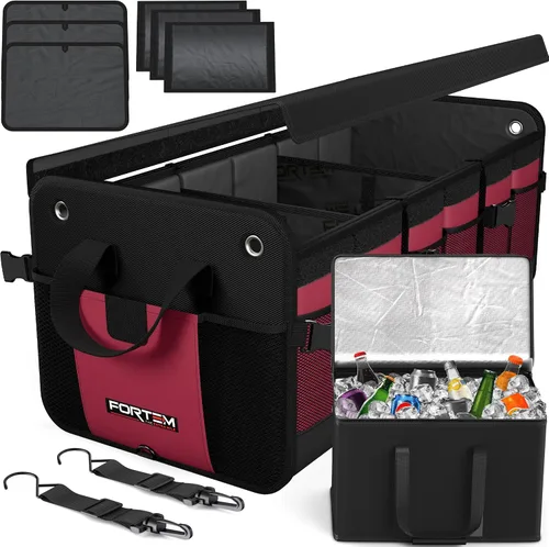 Miniatura 17 de FORTEM Organizador de maletero con enfriador para SUV, organizador y almacenamiento de automóvil, multicompartimento plegable, regalo de Navidad
