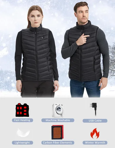 Miniatura 2 de Men's Heated Vest with Battery Pack, USB Electric Heating Vest Winter Lightweight Heated Jacket Vests for Men Women