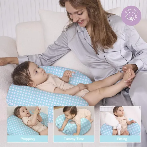 Miniatura 7 de Little Grape Land Juego de 2 fundas de almohada de algodón para lactancia, suaves y transpirables, extraíbles para almohadas de alimentación, fundas