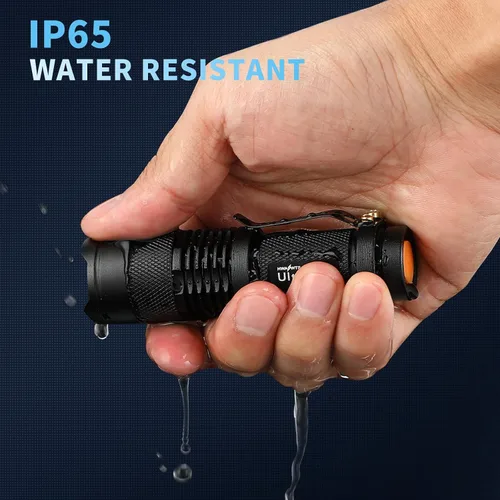 Miniatura 7 de UltraFire Pack de 5 linternas tácticas y pequeñas SK68, linterna de bolsillo de 7 W, 3 modos, foco ajustable, con zoom