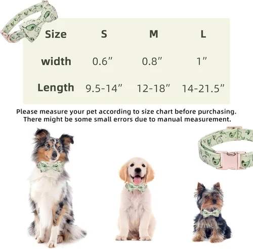 Miniatura 2 de Collar ajustable con moño para perros con patrones bonitos estampados, collares suaves para mascotas para perros pequeños, medianos y grandes