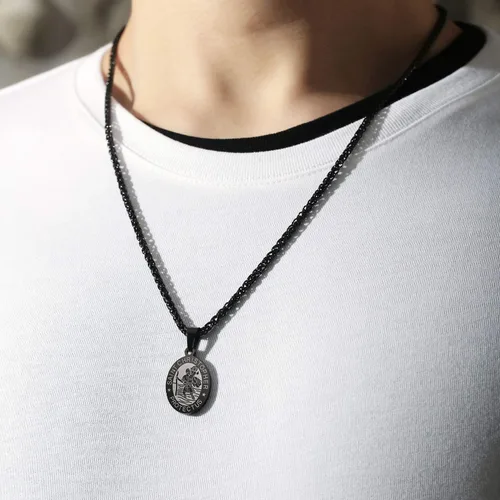 Miniatura 2 de Zocomi Medalla de collar de San Cristóbal y José, Antonio, JudeMiguel para hombres y niños, colgante de San Cristóbal con cadena de 24 pulgadas