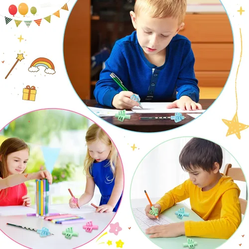Miniatura 6 de KIGEAPUEL 20 piezas de empuñaduras para lápices para niños, entrenamiento ergonómico de la escritura, soporte para lápices, herramienta de escritura