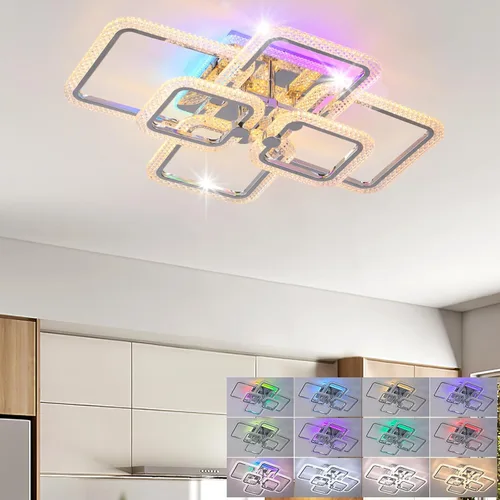 Miniatura 10 de STCH Lámpara de techo LED moderna regulable, lámpara de techo moderna de estrella de 25.6 pulgadas, lámpara de techo LED de montaje empotrado