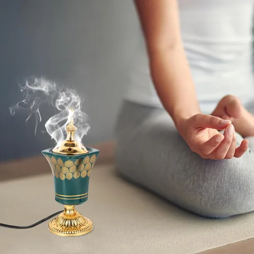 Miniatura 4 de MAGICLULU Quemador eléctrico de incienso estilo Oriente Medio, quemador de aroma enchufable para hogar, oficina, sala de yoga, relajación, 7.67 x