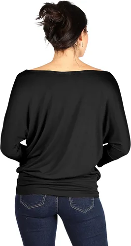 Miniatura 3 de Camiseta sexy para mujer, estilo dolman, con hombros descubiertos, manga 34, cintura con bandas, tallas regulares y grandes