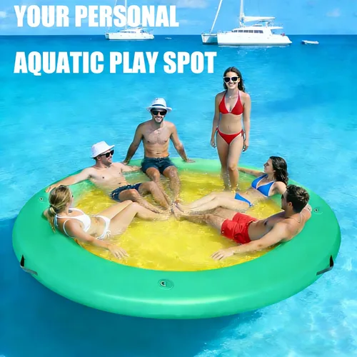 Miniatura 3 de Water Hammock Inflatable Dock, 3.8ft/6ft/8ft Floating Raft Circular Water Island, Float Rings Air Mesh Platform for Lake/River/Swim Pool